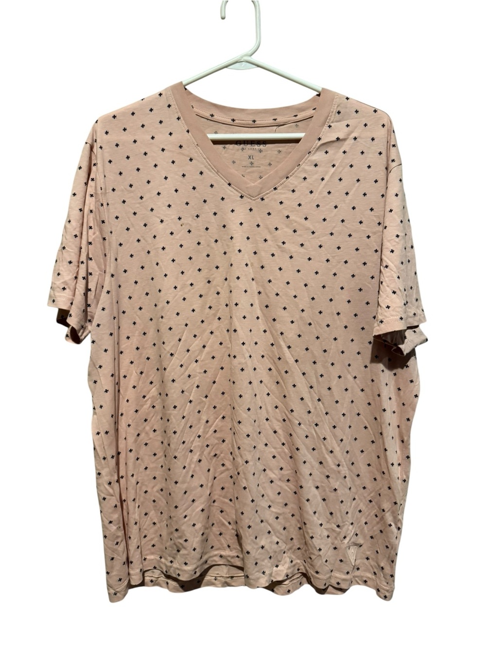 Guess Pink Polka Dot‎ V-Neck Short Sleeve Tee